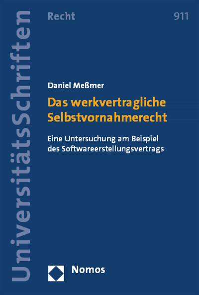 Cover des Buchs: Das werkvertragliche Selbstvornahmerecht