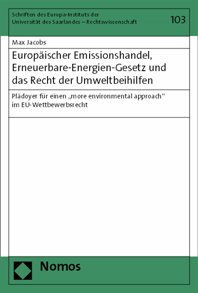 Cover of book: Europäischer Emissionshandel, Erneuerbare-Energien-Gesetz und das Recht der Umweltbeihilfen