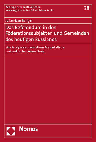 Cover des Buchs: Das Referendum in den Föderationssubjekten und Gemeinden des heutigen Russlands