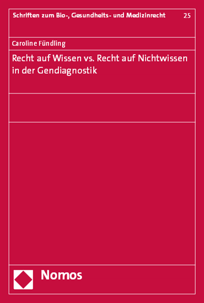 Cover des Buchs: Recht auf Wissen vs. Recht auf Nichtwissen in der Gendiagnostik