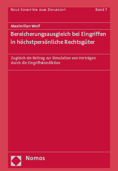 Cover of book: Bereicherungsausgleich bei Eingriffen in höchstpersönliche Rechtsgüter