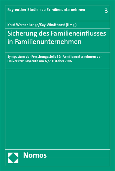 Cover of book: Sicherung des Familieneinflusses in Familienunternehmen