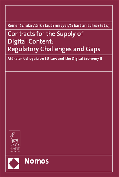 Cover of book: Contracts for the Supply of Digital Content: Regulatory Challenges and Gaps