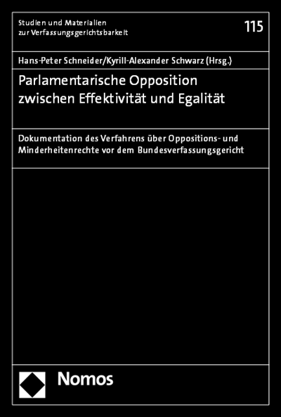 Cover of book: Parlamentarische Opposition zwischen Effektivität und Egalität