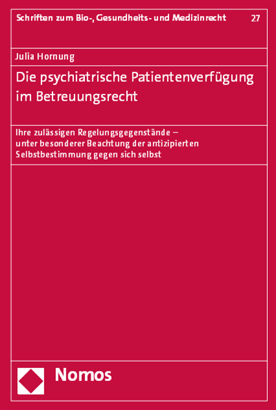 Cover des Buchs: Die psychiatrische Patientenverfügung im Betreuungsrecht