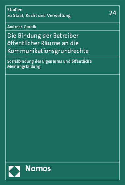 Cover des Buchs: Die Bindung der Betreiber öffentlicher Räume an die Kommunikationsgrundrechte