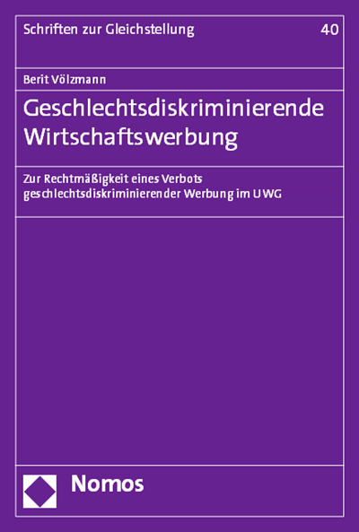 Cover of book: Geschlechtsdiskriminierende Wirtschaftswerbung