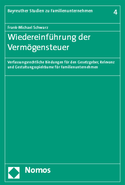 Cover of book: Wiedereinführung der Vermögensteuer