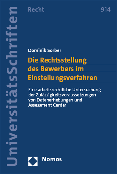 Cover des Buchs: Die Rechtsstellung des Bewerbers im Einstellungsverfahren
