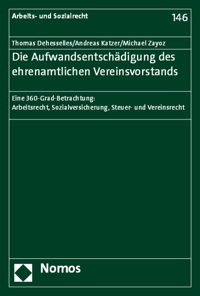Cover des Buchs: Die Aufwandsentschädigung des ehrenamtlichen Vereinsvorstands