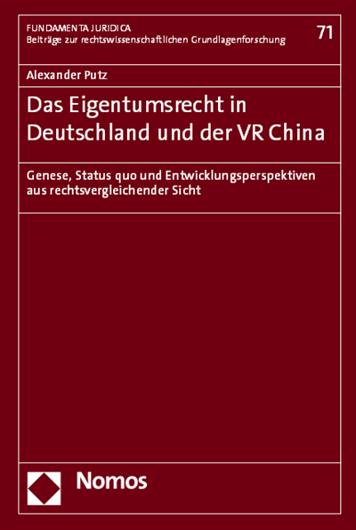 Cover of book: Das Eigentumsrecht in Deutschland und der VR China