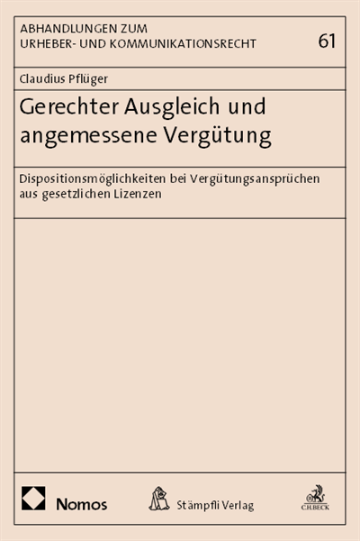 Cover des Buchs: Gerechter Ausgleich und angemessene Vergütung