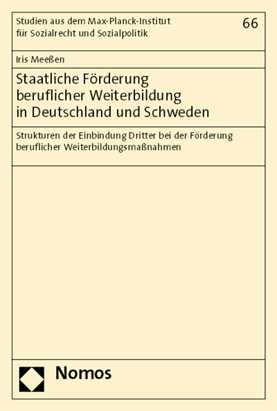 Cover of book: Staatliche Förderung beruflicher Weiterbildung in Deutschland und Schweden