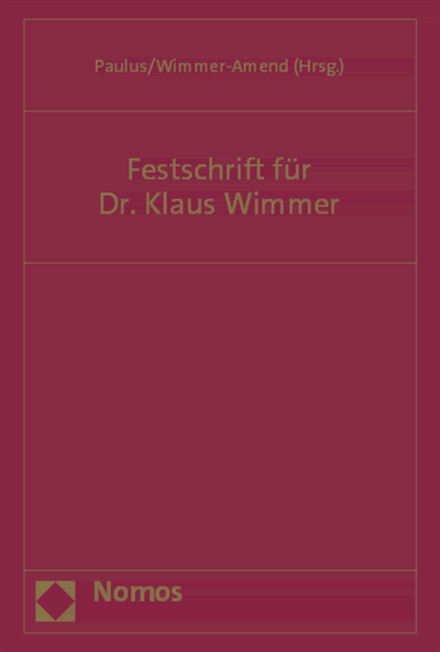 Cover of book: Festschrift für Dr. Klaus Wimmer