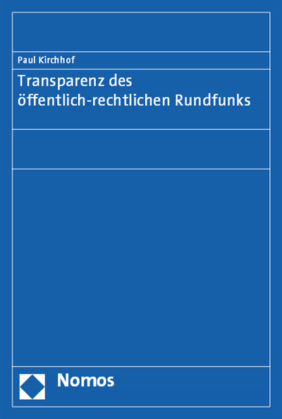 Cover of book: Transparenz des öffentlich-rechtlichen Rundfunks