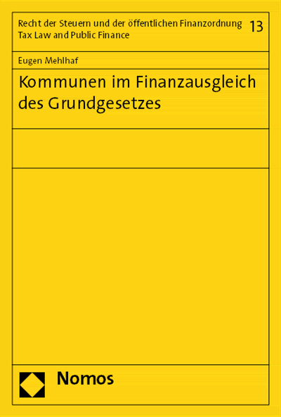 Cover of book: Kommunen im Finanzausgleich des Grundgesetzes