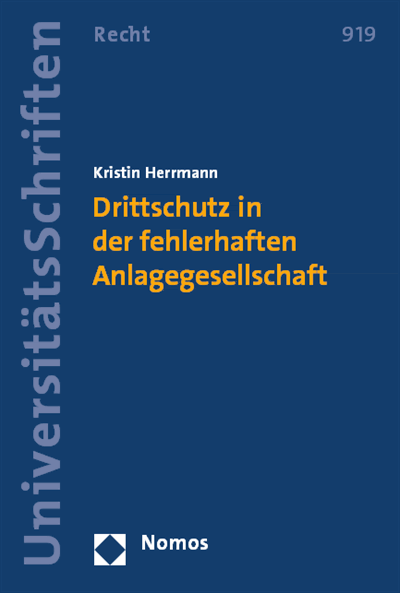Cover des Buchs: Drittschutz in der fehlerhaften Anlagegesellschaft