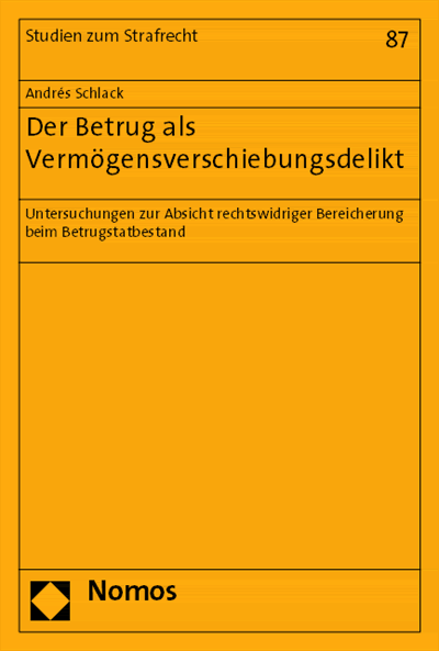 Cover des Buchs: Der Betrug als Vermögensverschiebungsdelikt