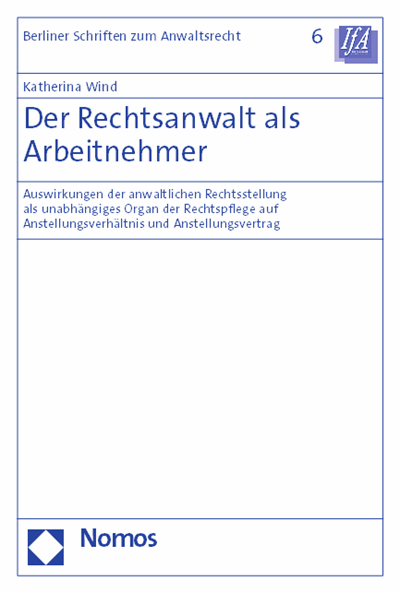 Cover des Buchs: Der Rechtsanwalt als Arbeitnehmer