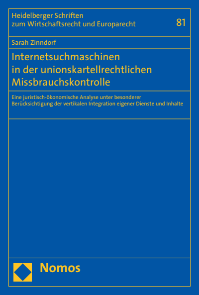 Cover des Buchs: Internetsuchmaschinen in der unionskartellrechtlichen Missbrauchskontrolle