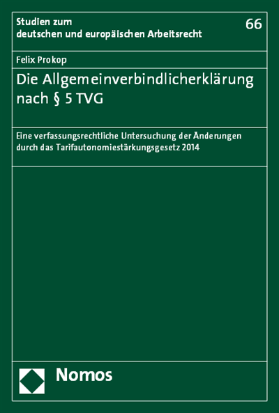 Cover des Buchs: Die Allgemeinverbindlicherklärung nach § 5 TVG