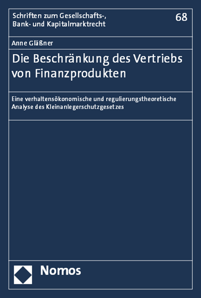Cover of book: Die Beschränkung des Vertriebs von Finanzprodukten