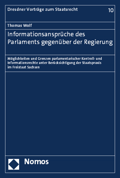 Cover of book: Informationsansprüche des Parlaments gegenüber der Regierung