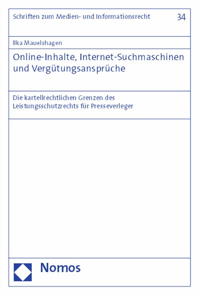 Cover of book: Online-Inhalte, Internet-Suchmaschinen und Vergütungsansprüche