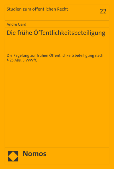 Cover des Buchs: Die frühe Öffentlichkeitsbeteiligung
