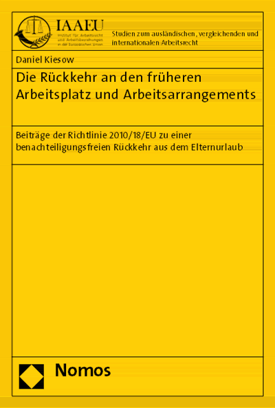 Cover des Buchs: Die Rückkehr an den früheren Arbeitsplatz und Arbeitsarrangements