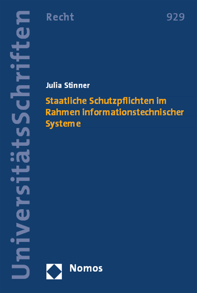 Cover of book: Staatliche Schutzpflichten im Rahmen informationstechnischer Systeme