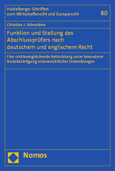 Cover of book: Funktion und Stellung des Abschlussprüfers nach deutschem und englischem Recht