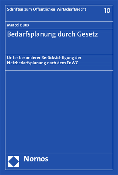 Cover of book: Bedarfsplanung durch Gesetz