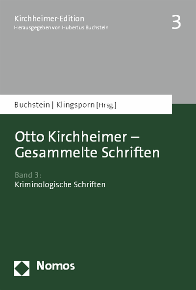 Cover of book: Otto Kirchheimer - Gesammelte Schriften 