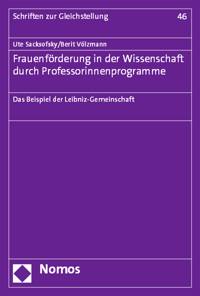 Cover of book: Frauenförderung in der Wissenschaft durch Professorinnenprogramme