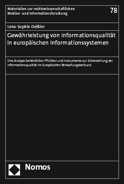 Cover des Buchs: Gewährleistung von Informationsqualität in europäischen Informationssystemen 