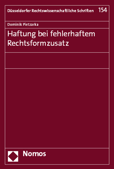 Cover des Buchs: Haftung bei fehlerhaftem Rechtsformzusatz