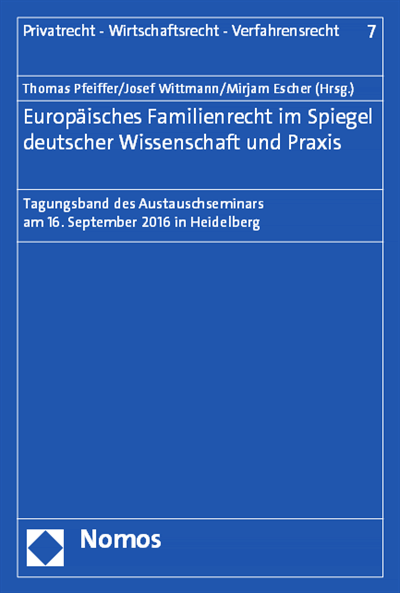 Cover des Buchs: Europäisches Familienrecht im Spiegel deutscher Wissenschaft und Praxis