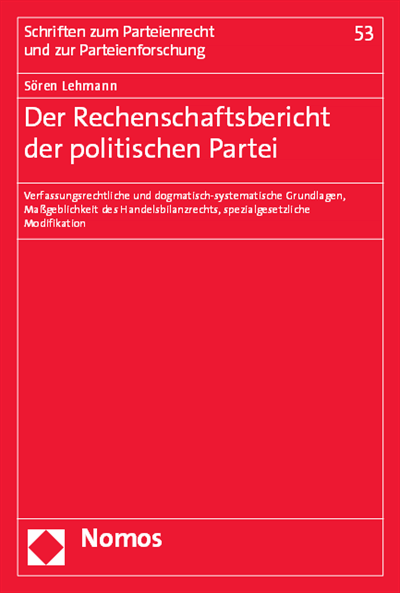 Cover des Buchs: Der Rechenschaftsbericht der politischen Partei