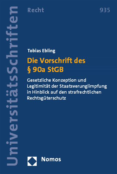 Cover des Buchs: Die Vorschrift des § 90a StGB