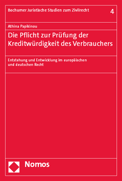 Cover des Buchs: Die Pflicht zur Prüfung der Kreditwürdigkeit des Verbrauchers
