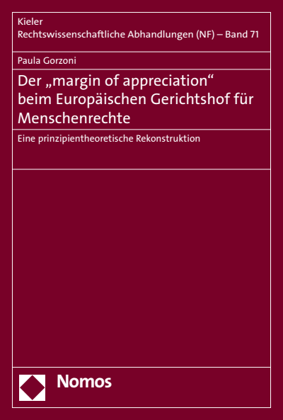 Cover of book: Der "margin of appreciation" beim Europäischen Gerichtshof für Menschenrechte