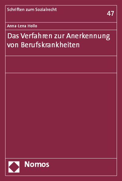 Cover des Buchs: Das Verfahren zur Anerkennung von Berufskrankheiten