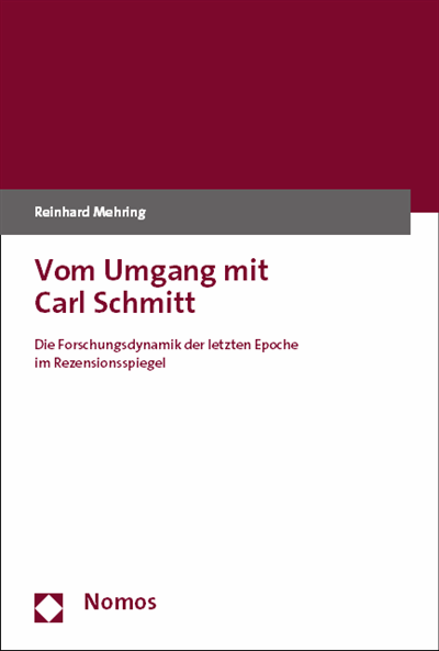 Cover of book: Vom Umgang mit Carl Schmitt