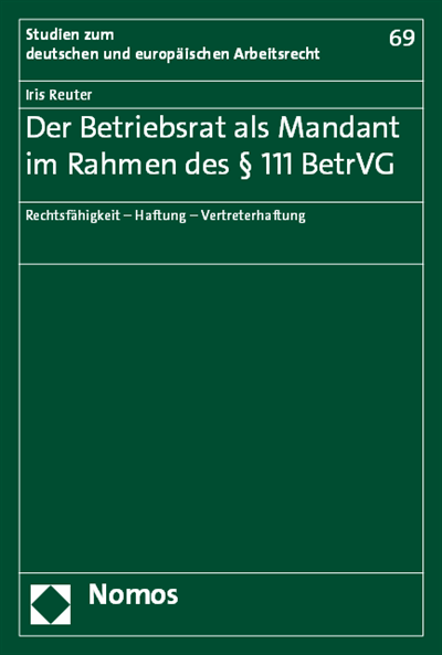 Cover des Buchs: Der Betriebsrat als Mandant im Rahmen des § 111 BetrVG