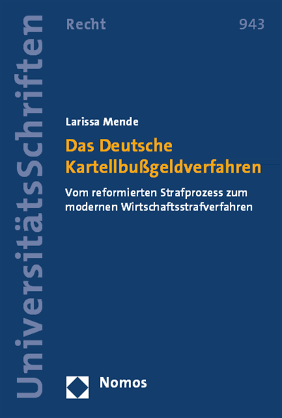 Cover des Buchs: Das Deutsche Kartellbußgeldverfahren