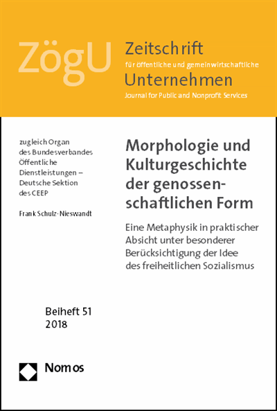 Cover of book: Morphologie und Kulturgeschichte der genossenschaftlichen Form
