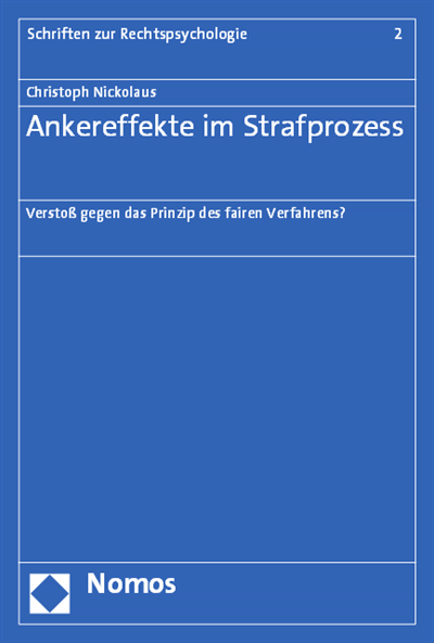 Cover des Buchs: Ankereffekte im Strafprozess