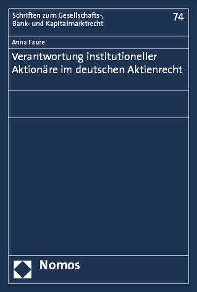 Cover of book: Verantwortung institutioneller Aktionäre im deutschen Aktienrecht