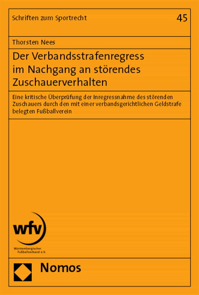 Cover des Buchs: Der Verbandsstrafenregress im Nachgang an störendes Zuschauerverhalten